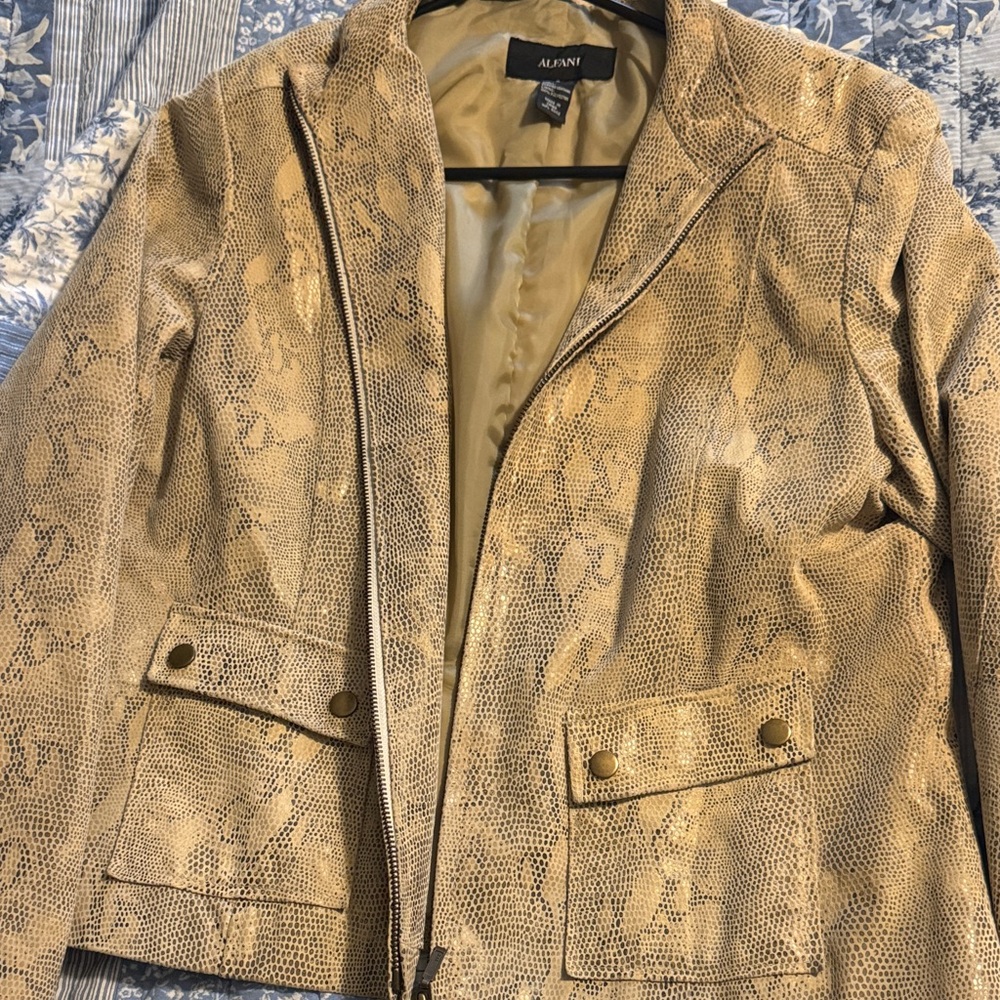 Alfani Beige Snake Pattern Blazer